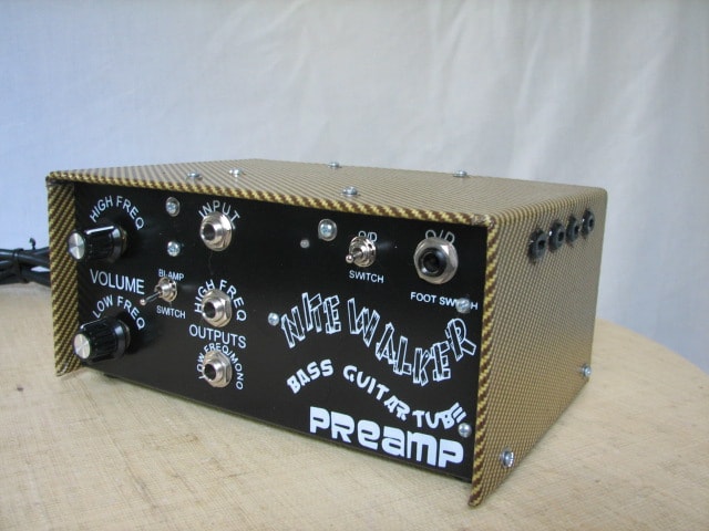 Nitewalker Bass Guitar Tube Preamp shown with optional tweed cover (dark or light).