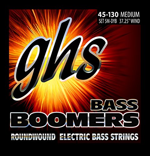 GHS Strings 5M-DYB 5-String Bass Boomers, Nickel-Plated Electric Bass Strings, Long Scale, Medium (.045-.130)